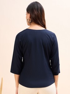 Top cuello redondo mujeres tops y túnicas producto a granel hecho a mano - Product Image 4