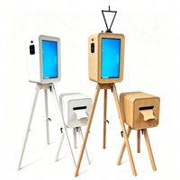 Miroir magique vintage en bois double face pour photomaton, compatible avec iPad et appareil photo reflex numérique, avec support d'imprimante