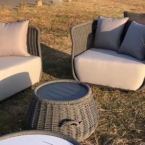 Ensemble <span class=keywords><strong>de</strong></span> canapé <span class=keywords><strong>de</strong></span> jardin moderne en bambou et rotin, canapé d'angle <span class=keywords><strong>de</strong></span> patio avec coussin amovible, housses imperméables et durables, meubles - Product Image 2