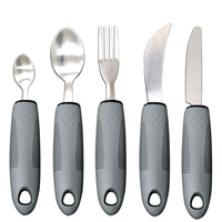 Ensemble d'ustensiles de table adaptatifs anti-tremblement en acier inoxydable avec manches en plastique, 4 ou 5 pièces, pour personnes âgées, handicapées, restauration et domicile