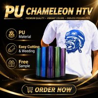 Rouleau de film de transfert thermique PU Caméléon à changement de couleur HTV, personnalisable, vente en gros, souple, élastique, facile à décoller, épaisseur 0,09 mm, 140-145°C, pour T-shirts