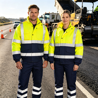 Veste de travail réfléchissante imperméable EN20471 en Oxford 300D, veste de travail fluorescente pour la construction, uniforme personnalisé, vêtements de travail haute visibilité