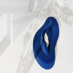 Curved Double-Sided <b>Sofa</b> Blue Velvet High-Density Foam Hotel <b>Sofa</b> For <b>Small</b> Apartment Reception Area - Product Image 4