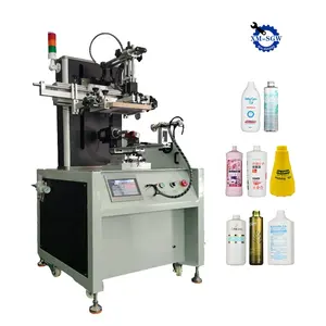 Goede Kwaliteit Plc Fles Zeefdruk Machine Ce Geleverde Schermprinter Ronde Zeefdruk Machine Multi Color T-Shirt