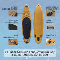 Planche de surf gonflable de logo de personnalisation de planche de paddle personnalisée d'aspect bois avec la pagaie