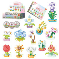 Lot de Capsules 6/12 Modèles Véhicules, Insectes, Animaux, Dinosaures, Fleurs en Pot DIY, Jouet Micro Briques Mini Blocs de Construction
