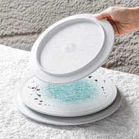 Ensemble d'assiettes rondes en mélamine, plastique de qualité alimentaire, grand plat de service, assiette à pizza, assiette à steak, plateau empilable pour restaurant et maison
