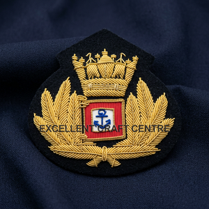 Custom Embroidered Shield Badge With Anchor And Laurel Wreath <b>Sew</b>-On Fabric Patch For Uniform Garment - Product Image 2