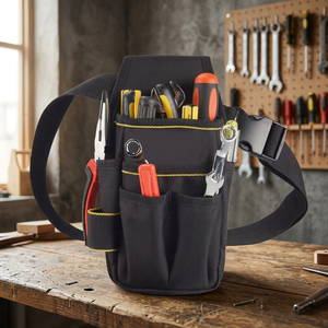Multi-Functional Adjustable Waterproof <b>Tool</b> Waist Pouch Multiple Pockets for Electrician <b>Tools</b> Equipment Black Work <b>Belt</b> Bag - Product Image 3