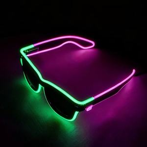 Neon leuchtende LED-Brille Leuchten Flash Blinkende Brille Halloween Party Nachtclub Weihnachten Ostern Abschluss Schwarz Farbe Tasche - Product Image 2