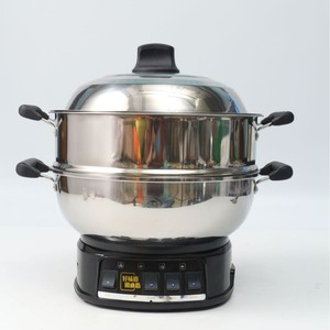 <b>Electric</b> Hot Pot Stainless Steel Single Layer 24-38cm With Lid For Home Cooking - Product Image 3