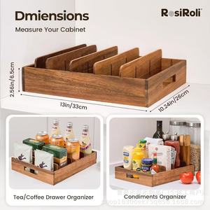 Wooden Divider Storage Box Rectangle Countertop Dish Organizer Plate Storage <b>Open</b> Top Kitchen Utensil Box Solid Wood - Product Image 5