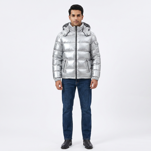 2026 New Arrival <b>Men's</b> Warn Winter Shiny Quilted Puffer Jacket <b>Windbreaker</b> Padded Thick <b>Black</b> Hooded Bubble Padded Jacket - Product Image 1