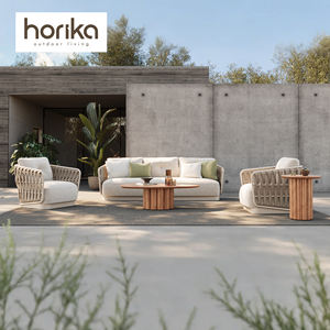 طقم أريكة حديقة فاخر من الألومنيوم للأماكن الخارجية، أثاث للشقق والفنادق والفلل والمنتجعات وحمامات السباحة، طقم أريكة للفناء الخارجي من الحبال - Product Image 2