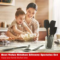 Ensemble de spatules à pâtisserie en silicone multi-tailles, sans BPA, design intégré, grattoir pour pot, pinceau à huile pour la cuisine, la pâtisserie et la décoration de gâteaux