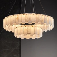 Lustre en marbre rond naturel et laiton, luminaire moderne de luxe en albâtre pour salle à manger, salon, restaurant, hall d'entrée