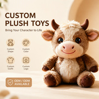 Peluche de taureau Longhorn sans dents, figurine de vache en peluche marron, jouets en peluche personnalisés, cadeaux