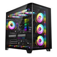 AntarcChill Custom Curved Tempered Glass Front Panel Black ATX Gaming Case Pc Cabinet Computer Cases Towers for Gaming Pc