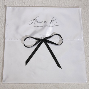 Luxury Hair <b>Extension</b> Bag Portable Custom Logo Printed Satin Envelope Clothes Lingerie Storage Pouch Silk Satin Hair Bags - Product Image 3