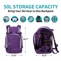 Sac à dos de rangement pour chaussures de ski pour enfants, échantillon gratuit, vente chaude, en tissu Oxford imperméable, motif personnages, capacité 36-55L