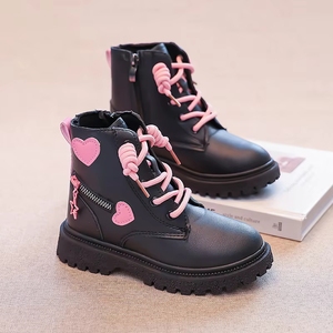Kinder-Stiefeletten für Mädchen Prinzessinnen-Stil Synthetisches Leder Wasserdicht Rutschfest Einzelner Rock-Stil Kleine Mädchen Außenhandelsmodell - Product Image 4
