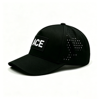 Casquette de baseball unisexe perforée au laser, logo personnalisé ACE, séchage rapide, respirante, sport, golf, réglable, extérieur, 100% polyester