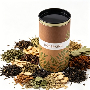 Boîte cylindrique en carton noir et brun personnalisée, robuste, avec fermeture à lien métallique pour les feuilles <span class=keywords><strong>de</strong></span> thé - Product Image 1