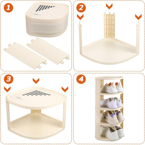 <b>Functional</b> PP Plastic Rectangle Standing Type Double Tier Multifunctional Foldable Injection Molded <b>Shoe</b> Rack Storage Organizer - Product Image 3