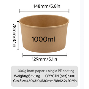 Eco-friendly Food-Grade Coated Custom Logo Disposable Round Kraft Paper Salad Bowls Modern Design China XIEFA Brand - Product Image 2