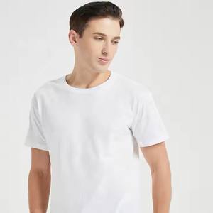 T-Shirt squadrata in bianco bianco semplice T-Shirt da uomo in cotone pettinato da uomo - Product Image 4