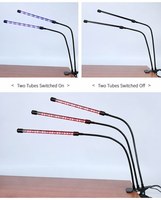 Lampu LED Penumbuh Tanaman Model Jepit Spektrum Penuh 3 Kepala USB Timer Dapat Diredupkan 9 Tingkat Leher Angsa yang Dapat Disesuaikan Untuk Tanaman Dalam Ruangan