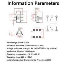 Interrupteur à glissière SMD DPDT 6 broches MST-22D18, mini-interrupteur à bascule 2 positions, composant électronique DC12V