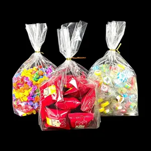 100 Stukjes Onderste Driehoek Doorzichtige Cello Plastic Snackzak Met 100 Twist Stropdassen Voor Party Cadeau Broodfolie