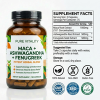 Complément Alimentaire Bio Maca Ashwagandha Fenugrec 1500mg pour Énergie, Endurance et Soulagement du Stress – Vente en Gros Usine OEM Marque Privée pour Adultes