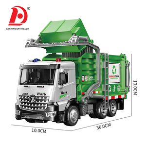 <span class=keywords><strong>Camion</strong></span> <span class=keywords><strong>poubelle</strong></span> Inertia Sanitation en alliage, modèle de voiture pour enfants, véhicule de gestion des déchets à friction avec lumière et son - Product Image 4