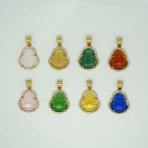 Collier pendentif Bouddha <span class=keywords><strong>en</strong></span> pierres précieuses multicolores, collection Serene Elegance Peaceful Jewelry pour une vie pleine de conscience - Product Image 1