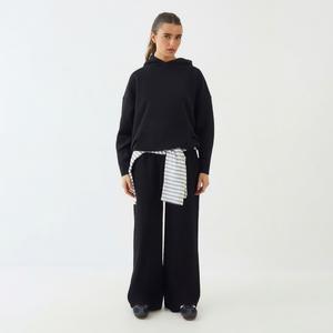 Conjunto de Pantalones Anchos y Sudadera Oversize Negra para Mujer, Ropa Casual de Calle, Conjunto Deportivo de Dos Piezas - Product Image 1