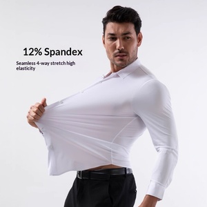 Camicia Casual da Uomo con Colletto Quadrato Elasticizzato su Quattro Lati, Maniche Lunghe, Senza Segni, Anti-Piega, Stile Europeo - Product Image 2