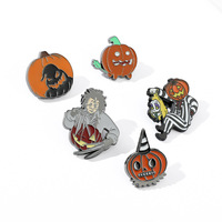Halloween Broche Cauchemar Noël Sorcière Grotte Tête de Citrouille Jack Personnalisé Noir Nickel Métal Émail Pin Badge