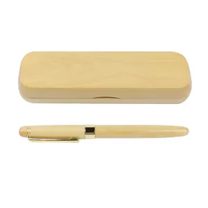 लोगो के साथ थोक प्रोमोशनल बिजनेस उपहार पेन सर्वश्रेष्ठ सेट लकड़ी का बांस बॉलपॉइंट पेन