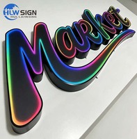 Enseigne LED RGB en acier inoxydable résistante aux intempéries, lettres lumineuses RGB pleine couleur, enseigne lumineuse, logo, signalétique extérieure