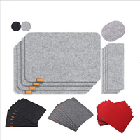 Ensemble de dessous-de-plat et sous-verres en feutre lavable de haute qualité, style tendance, avec logo en cuir personnalisé pour la maison et les restaurants