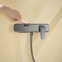 Mitigeur de douche apparent HONGDEC gris anthracite à 2 fonctions avec commande à clavier, levier unique, bec de sortie inférieur et douchette à main