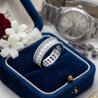 RFJEWEL 2026 Nouvelle Bague Hiphop de Luxe en Laiton de Haute Qualité avec Zircon Taille Princesse, Bijou Tendance Unisexe Plaqué Argent/Or