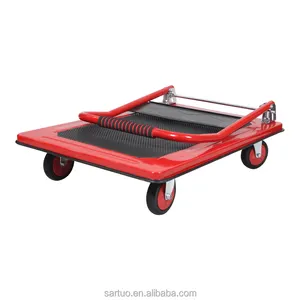 Popular And Cheap Double-color Handbarrow Industrial Iron Platform Folding Hand Trolley Cart New Style Factory Direct Supply