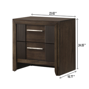 Contemporary <b>2</b>-<b>Drawer</b> Nightstand Rich Wood Finish Polished Hardware Wooden Furniture Brown - Product Image 4