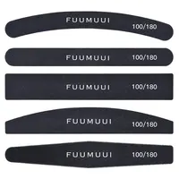 FUUMUUIブラックエメリーボードマニキュアペディキュアアートツールカスタムロゴ両面ネイルファイル18015080100グリットネイルプロフェッショナル