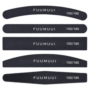 Zekun Black Emery Board Manicure Pedicure Art Tools Custom Logo Double-Sided Nail File 180 150 80 100 Grit Nails Professional