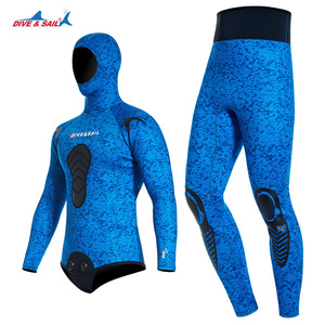 DIVE & SAIL 2 piezas de piedra caliza CR neopreno apnea traje con capucha camuflaje hombre trajes húmedos 3mm 5mm 7mm traje de pesca submarina - Product Image 4