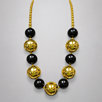 Groothandel Zwarte Gouden Ronde Metalen Grote Bal Kralen Ketting voor Carnavalsoptocht Feest Evenement Weggevers